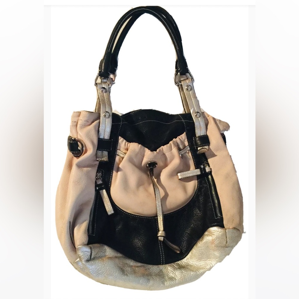 B. Makowsky Leather Boho bag multi color black, white and silver. - Picture 1 of 3